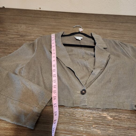 Melrose and Market Crop Linen Blend Blazer NWT Green XL - Picture 2 of 11